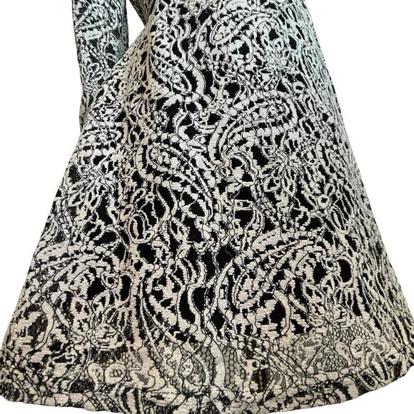 Lost + Wander lace Above The Knee Dress in Cream/Black W/Velvet waist detail  L - Picture 2 of 11